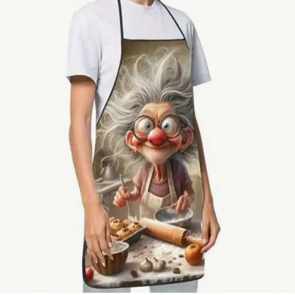 Grandma’s Apron – Cute Baking Print, Adjustable Neck, 100% Polyester
